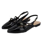 Sapatilha Slingback Rasteira Feminina 184101 Verniz Preto