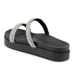 Papete Feminina Flatform Com Tiras De Strass 199051 Napa Preta