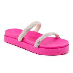 Papete Feminina Flatform Com Tiras De Strass 199051 Napa Pink