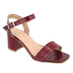 Sandalia Feminina Croco Marsala Salto Bloco 80020