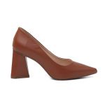 Sapato Feminino Scarpin Salto Triangulo Napa Caramelo 183100