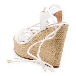 Sandália Feminina Anabela Plataforma Amarração Tornozelo 40102 Napa Off White