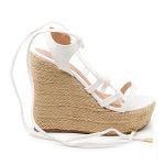 Sandália Feminina Anabela Plataforma Amarração Tornozelo 40102 Napa Off White