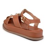 Sandália Flatform Feminina Tiras 23401 Caramelo