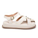 Sandália Flatform Feminina Tiras 23401 Off White