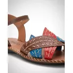 Sandália Rasteira em Couro Café Folhas