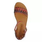 Sandália Rasteira em Couro Café Vermelho