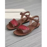 Sandália Rasteira em Couro Conhaque Goiaba