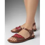 Sandália Rasteira em Couro Conhaque Goiaba