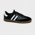 Tenis Retro em Couro Legítimo Preto