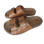 Sandália Papete Birken em Couro Whisky 