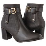 Bota Feminina Cano Curto Couro Legítimo Cafe Salto Bloco