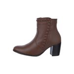 Bota Feminina Cano Curto Couro Legítimo Tamarindo Salto Bloco