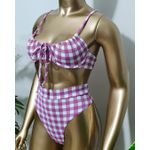 Conjunto Havana Xadrez Rosa e Branco 