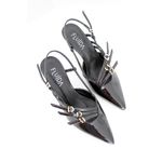 SCARPIN SLINGBACK PRETO VERNIZ AMÉLIA
