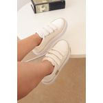 TÊNIS VELCRO BRANCO COM DOURADO - KIRA 