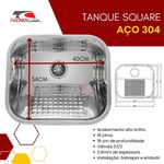 TANQUE INOX 18 LITROS 40X34X18CM TECNOCUBA