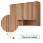 ARMÁRIO AÉREO DIVINA 120CM 2 PORTAS RIPADAS FREIJÓ