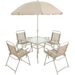 CONJUNTO MIAMI 4 CADEIRAS + MESA + GUARDA SOL BEGE BELFIX