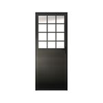 PORTA PALACE SOFT PRETA QUADRICULADA 210X86CM 1 FOLHA COM VIDRO LISO ESQUERDA LÍDER