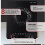 FOGÃO COOKTOP INDUÇÃO VITROCERÂMICO PRETO 1 BOCA 1200W 127V - AGRATTO