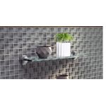 PRATELEIRA 15X60 DE VIDRO RETO INCOLOR 8MM COM SUPORTE CROMADO - PRAT-K