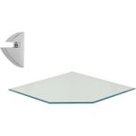 PRATELEIRA DE CANTO 25X25 DE VIDRO RECORTE COM SUPORTE CROMADO - PRAT-K