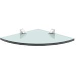 PRATELEIRA DE CANTO 25X25 DE VIDRO COM RAIO INCOLOR 8MM E SUPORTE CROMADO - PRAT-K