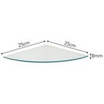 PRATELEIRA DE CANTO 25X25 DE VIDRO COM RAIO INCOLOR 8MM E SUPORTE CROMADO - PRAT-K