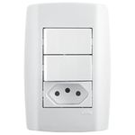 INTERRUPTOR DUPLO TECLA SIMPLES + TOMADA 10A 250V 4X2 SLIM ILUMI