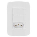 INTERRUPTOR DUPLO SIMPLES + 1 TOMADA 10A 250V 4X2 LEV ILUMI