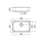 CUBA SIMPLES INVICTA 2 56X34X15 3,5 EMBUTIR ALTO BRILHO DOCOL