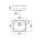 CUBA SIMPLES INVICTA 0 40X34X15 0,6 304 S/VSA 3,5 ALTO BRILHO DOCOL