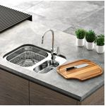 CUBA DUPLA LIFT DE EMBUTIR 54,5X40X18CM COM VALVULA 4,5'' DOCOL