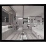 Janela Slim Preta de 2 Folhas com Vidro Reflex 120x120cm Líder