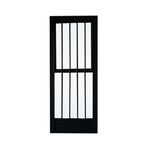 PORTA DE ALUMÍNIO PALITO PRETA 1 FOLHA COM VIDRO LISO 210X80cm ESQUERDA LIDER 