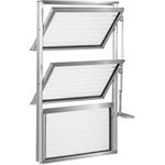 BASCULANTE ALUMÍNIO COM 2 ARTICULAÇÕES DE VIDRO CANELADO 60x80cm LÍDER