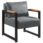 POLTRONA DECORATIVA IPANEMA TECIDO LINHO CINZA