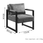 POLTRONA DECORATIVA IPANEMA TECIDO LINHO CINZA