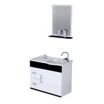 KIT ARMÁRIO SUSPENSO COM LAVATÓRIO E ESPELHEIRA SIENA PRETO