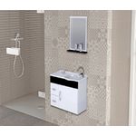 KIT ARMÁRIO SUSPENSO COM LAVATÓRIO E ESPELHEIRA SIENA PRETO