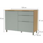 BALCÃO MARQUESA COM 1 PORTA E 3 GAVETAS 120CM NATURE VERDE NESHER 