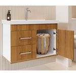 KIT BANHEIRO FULL COM BANCADA E ESPELHO BRANCO/FREIJÓ ASTRAL DESIGN