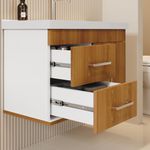 KIT BANHEIRO FULL COM BANCADA E ESPELHO BRANCO/FREIJÓ ASTRAL DESIGN