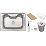 KIT CUBA TRAMONTINA COM LIXEIRA,TÁBUA DE MADEIRA, DOSADOR DE SABÃO, CESTO ARAMADO E VÁLVULA