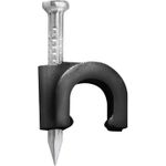 FIXA FIO COAXIAL 6 PRETO + PREGO 2,5X25 - 20 PEÇAS