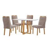 CONJUNTO DE MESA DE JANTAR PEDRO COM 4 CADEIRAS GENOVA (1,20m x 0,80m) - AVELÃ