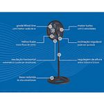VENTILADOR DE COLUNA OSCILANTE TURBO 6 PÁS PREMIUM 50CM 127V 