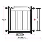 PORTÃO DE SEGURANÇA 68 A 72CM PRETO E BRANCO