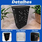 CESTO TELADO COM TAMPA 47 LITROS